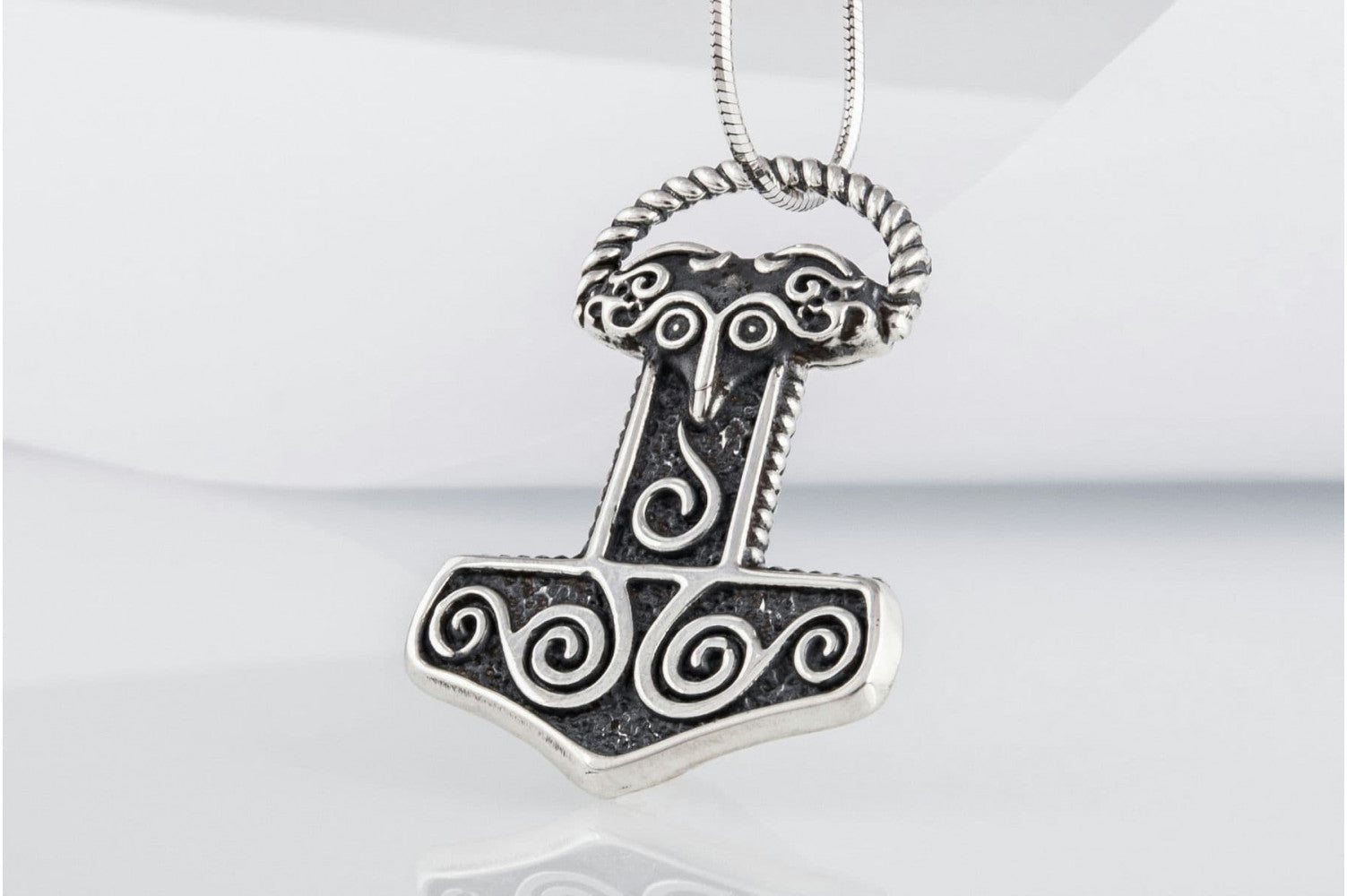 Small Thor's Hammer Pendant Sterling Silver Mjolnir Scania Island - vikingworkshop