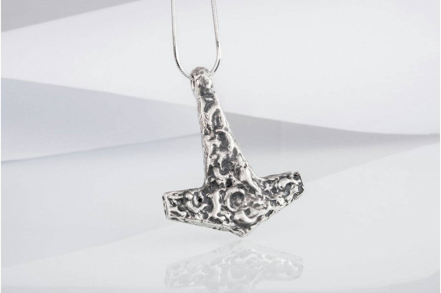 Rough Thor's Hammer Pendant Sterling Silver Mjolnir - vikingworkshop