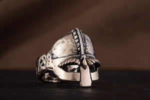 Viking Helmet Bronze Unique Ring Viking Jewelry - vikingworkshop
