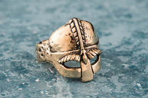 Viking Helmet Bronze Unique Ring Viking Jewelry - vikingworkshop