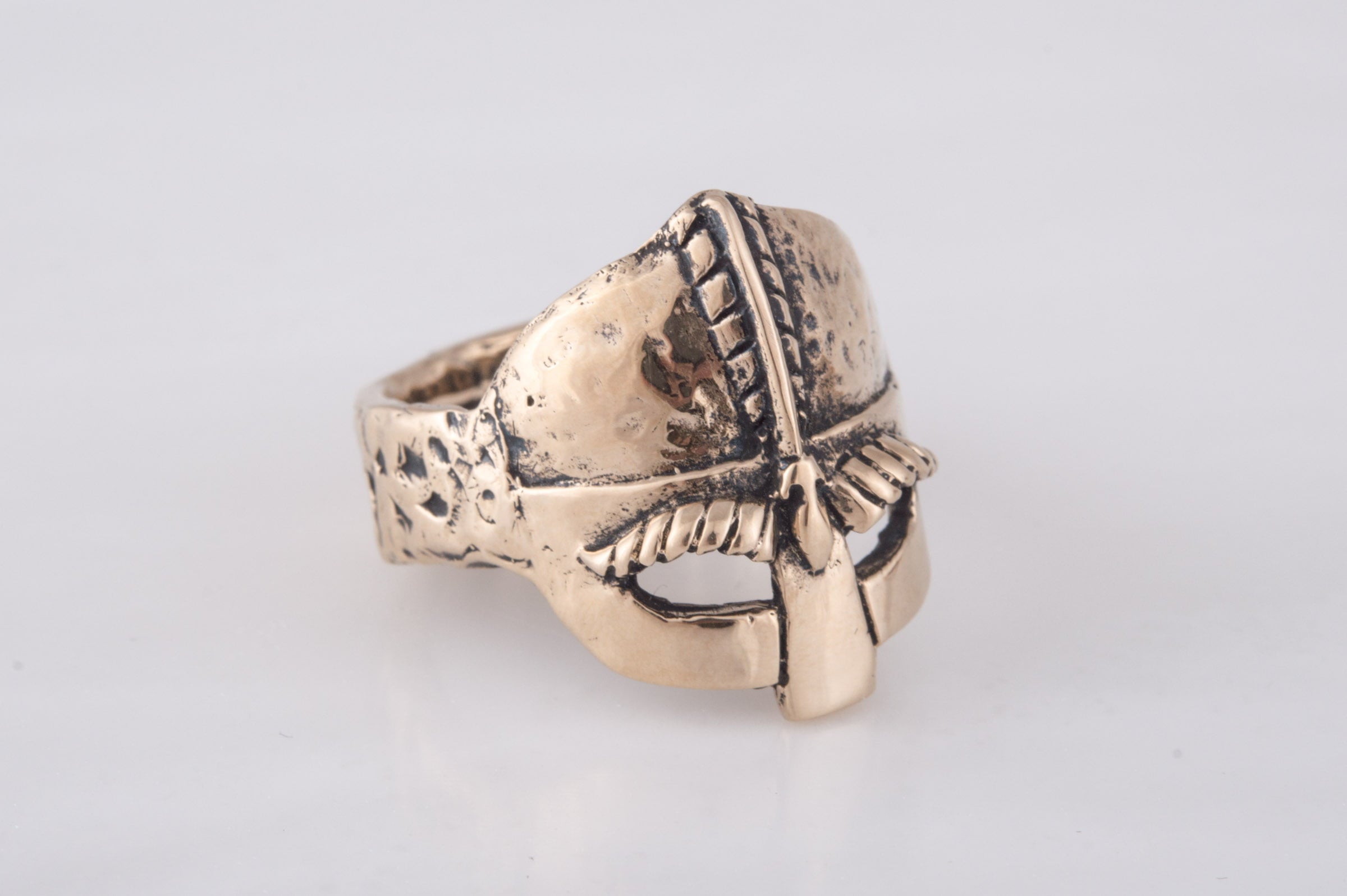 Viking Helmet Bronze Unique Ring Viking Jewelry - vikingworkshop