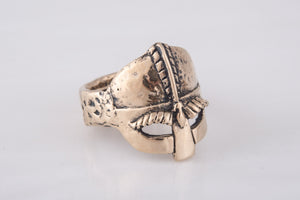 Viking Helmet Bronze Unique Ring Viking Jewelry - vikingworkshop