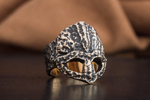 Ruined Helmet Bronze Unique Ring Viking Jewelry - vikingworkshop