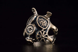 Gas Mask Ring Handmade Bronze Unique Jewelry - vikingworkshop