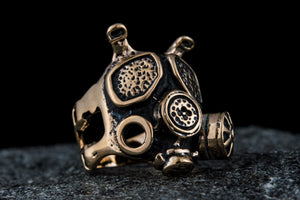 Gas Mask Ring Handmade Bronze Unique Jewelry - vikingworkshop