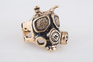 Gas Mask Ring Handmade Bronze Unique Jewelry - vikingworkshop