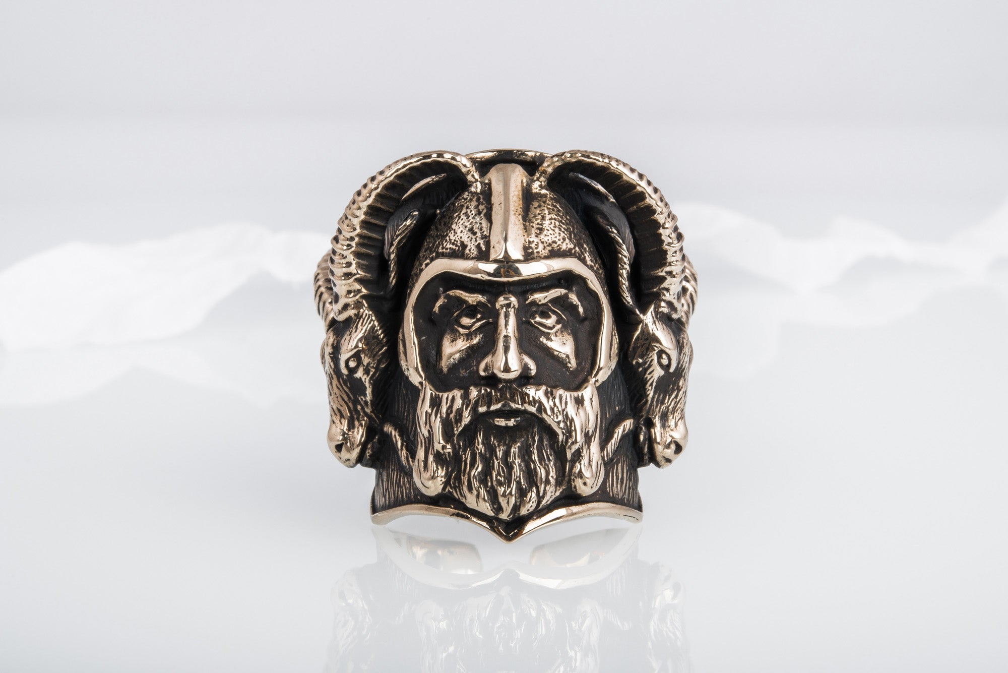 Thor with Goats Unique Massive Bronze Viking Ring - vikingworkshop