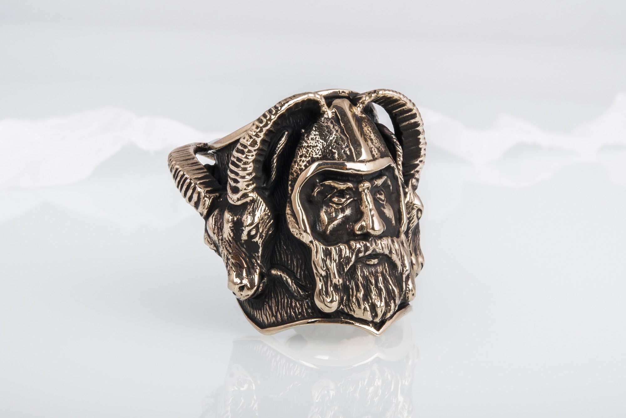 Thor with Goats Unique Massive Bronze Viking Ring - vikingworkshop