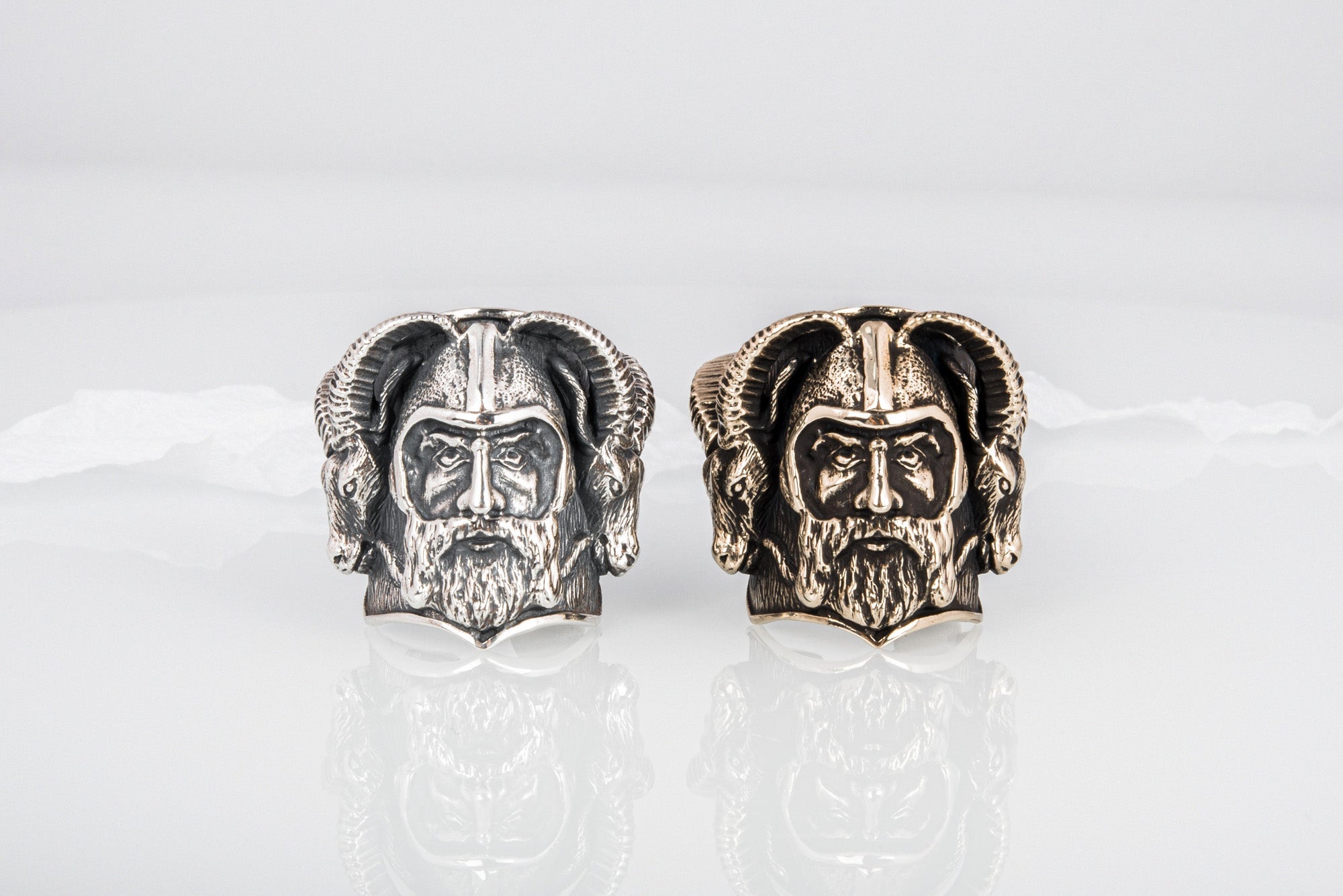 Thor with Goats Unique Massive Bronze Viking Ring - vikingworkshop