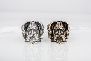 Thor with Goats Unique Massive Bronze Viking Ring - vikingworkshop