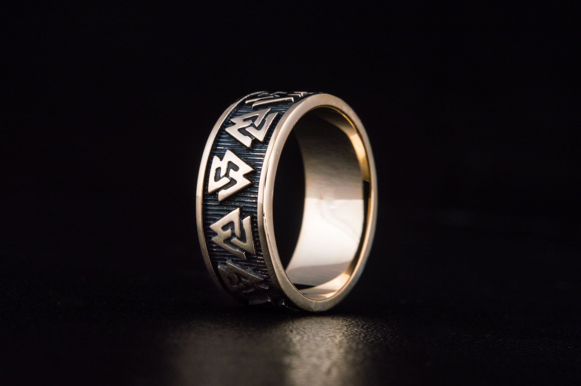 Valknut Symbol Ring Bronze Viking Jewelry - vikingworkshop