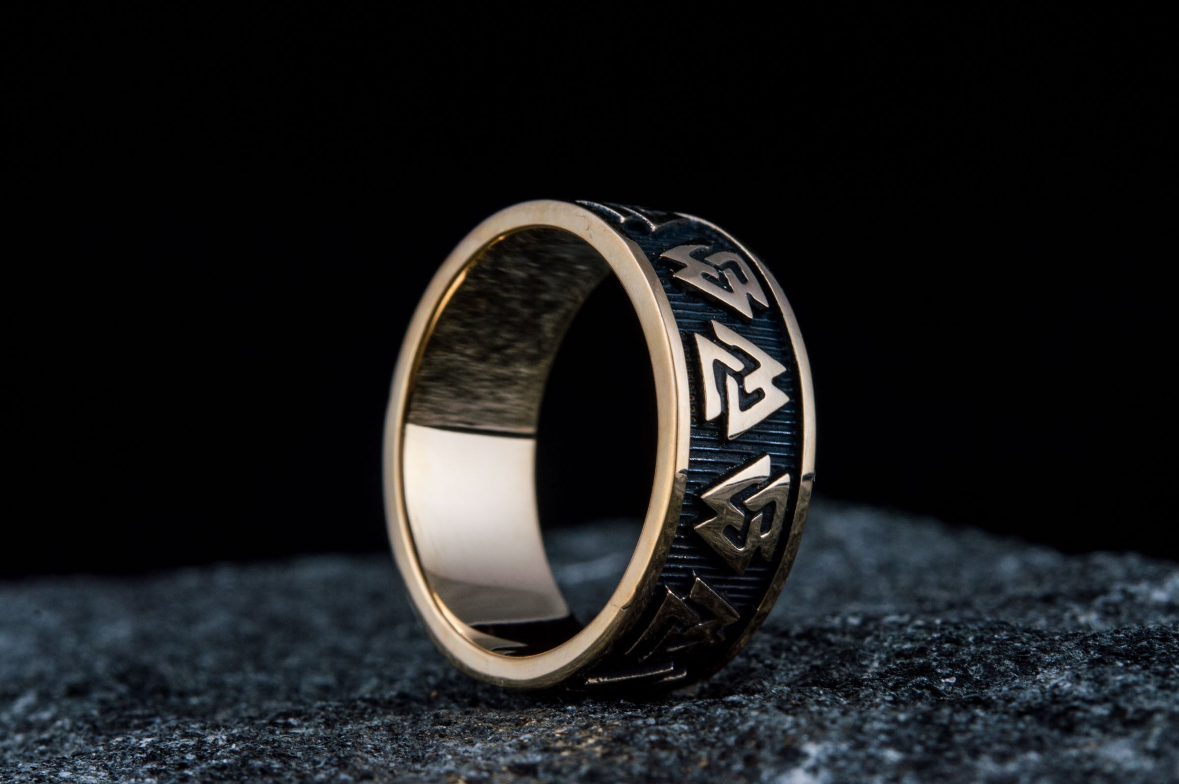 Valknut Symbol Ring Bronze Viking Jewelry - vikingworkshop