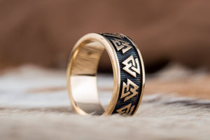 Valknut Symbol Ring Bronze Viking Jewelry - vikingworkshop