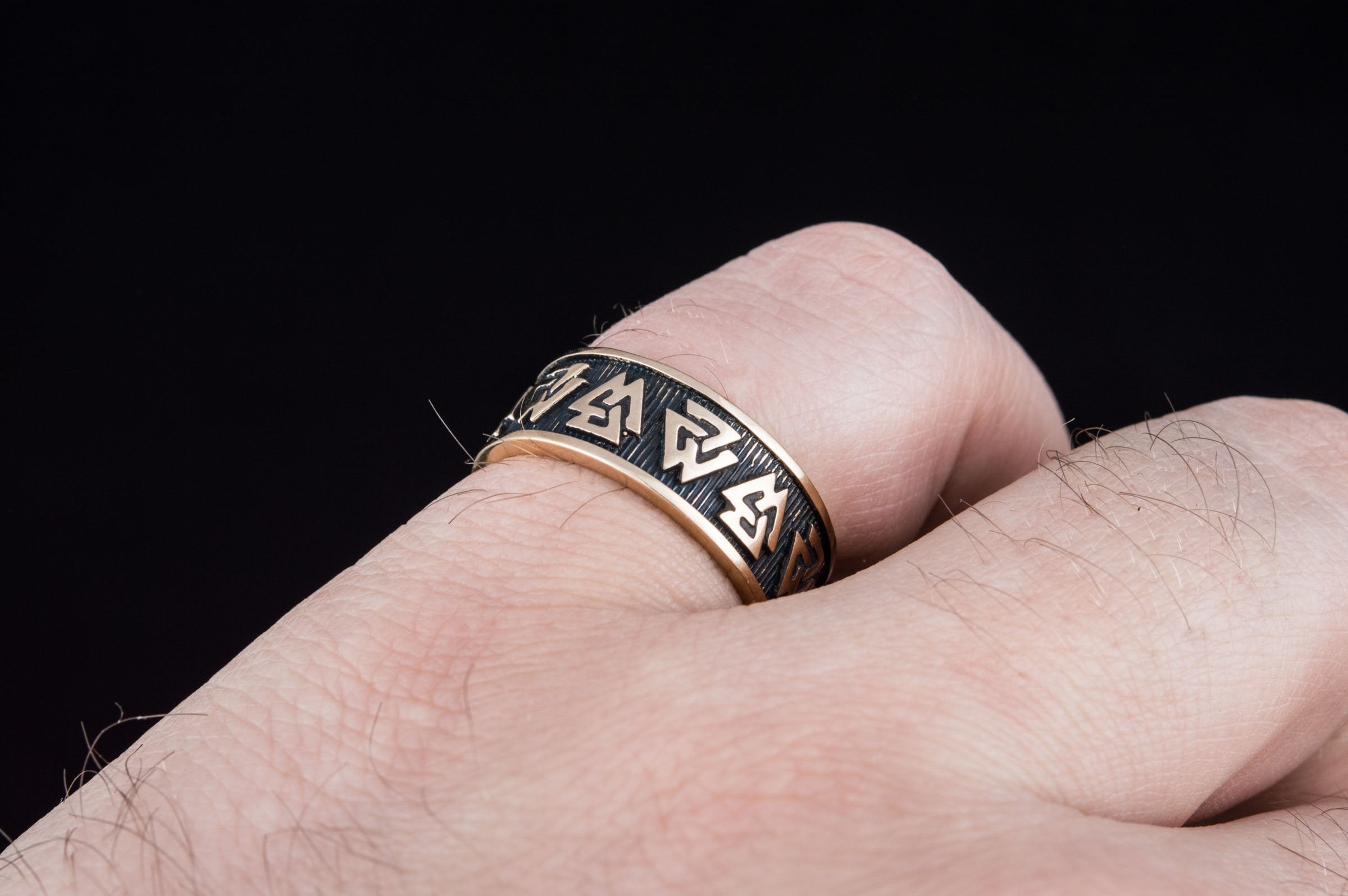 Valknut Symbol Ring Bronze Viking Jewelry - vikingworkshop