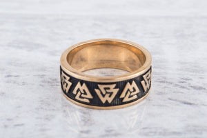 Valknut Symbol Ring Bronze Viking Jewelry - vikingworkshop