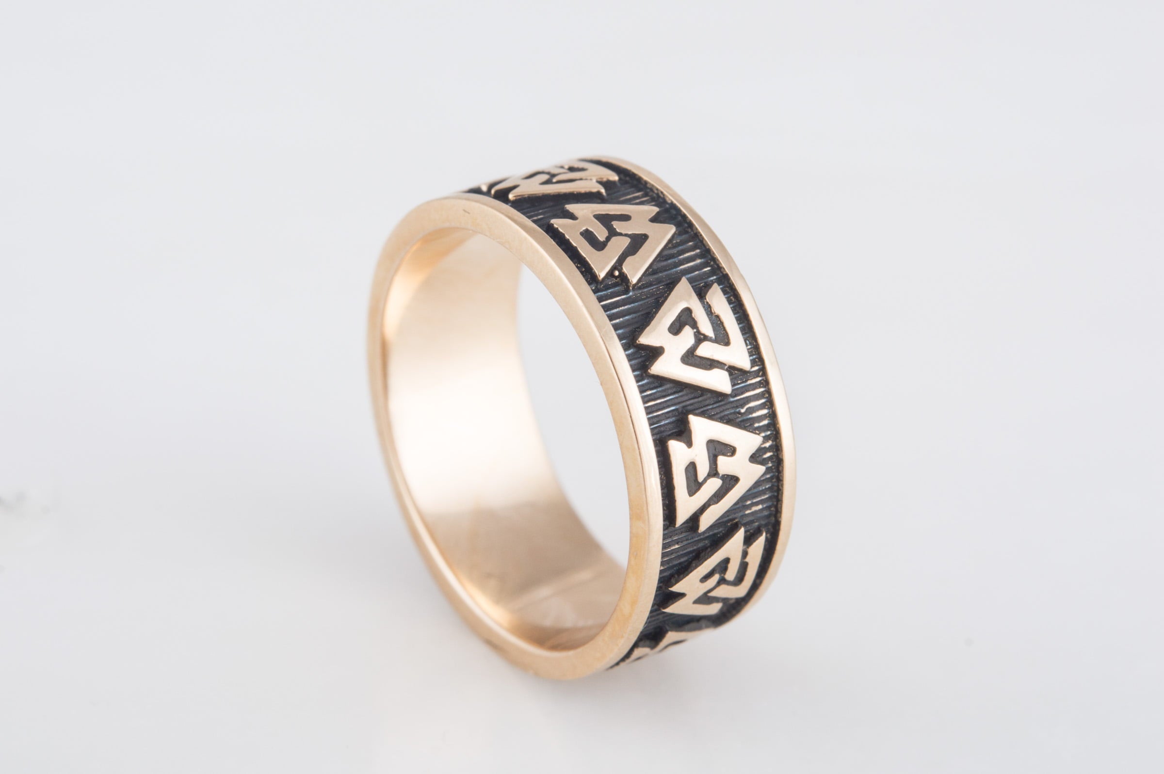 Valknut Symbol Ring Bronze Viking Jewelry - vikingworkshop