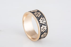 Valknut Symbol Ring Bronze Viking Jewelry - vikingworkshop