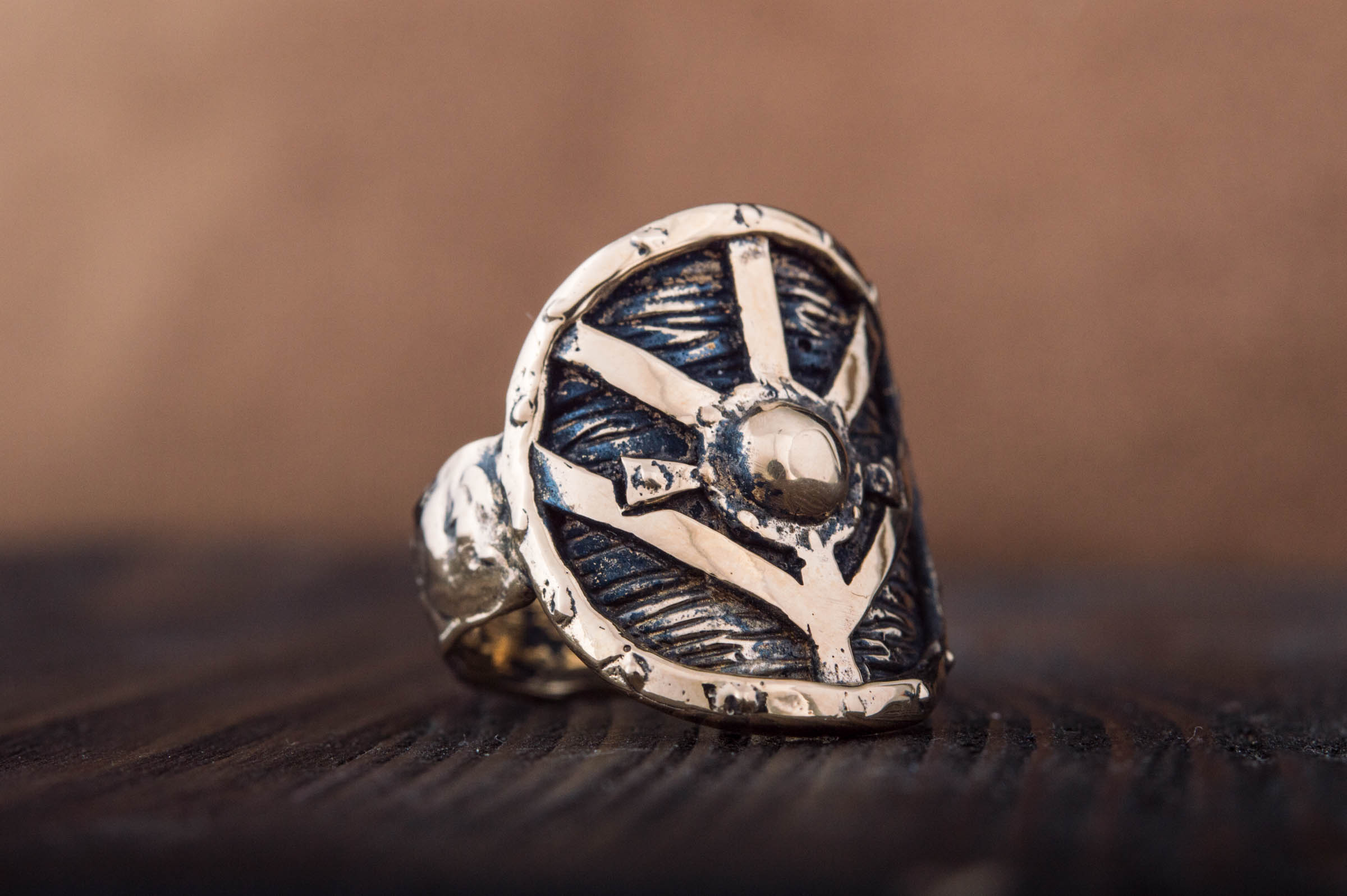 Lagertha's Shield Ring Bronze Viking Jewelry - vikingworkshop