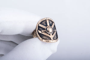 Lagertha's Shield Ring Bronze Viking Jewelry - vikingworkshop