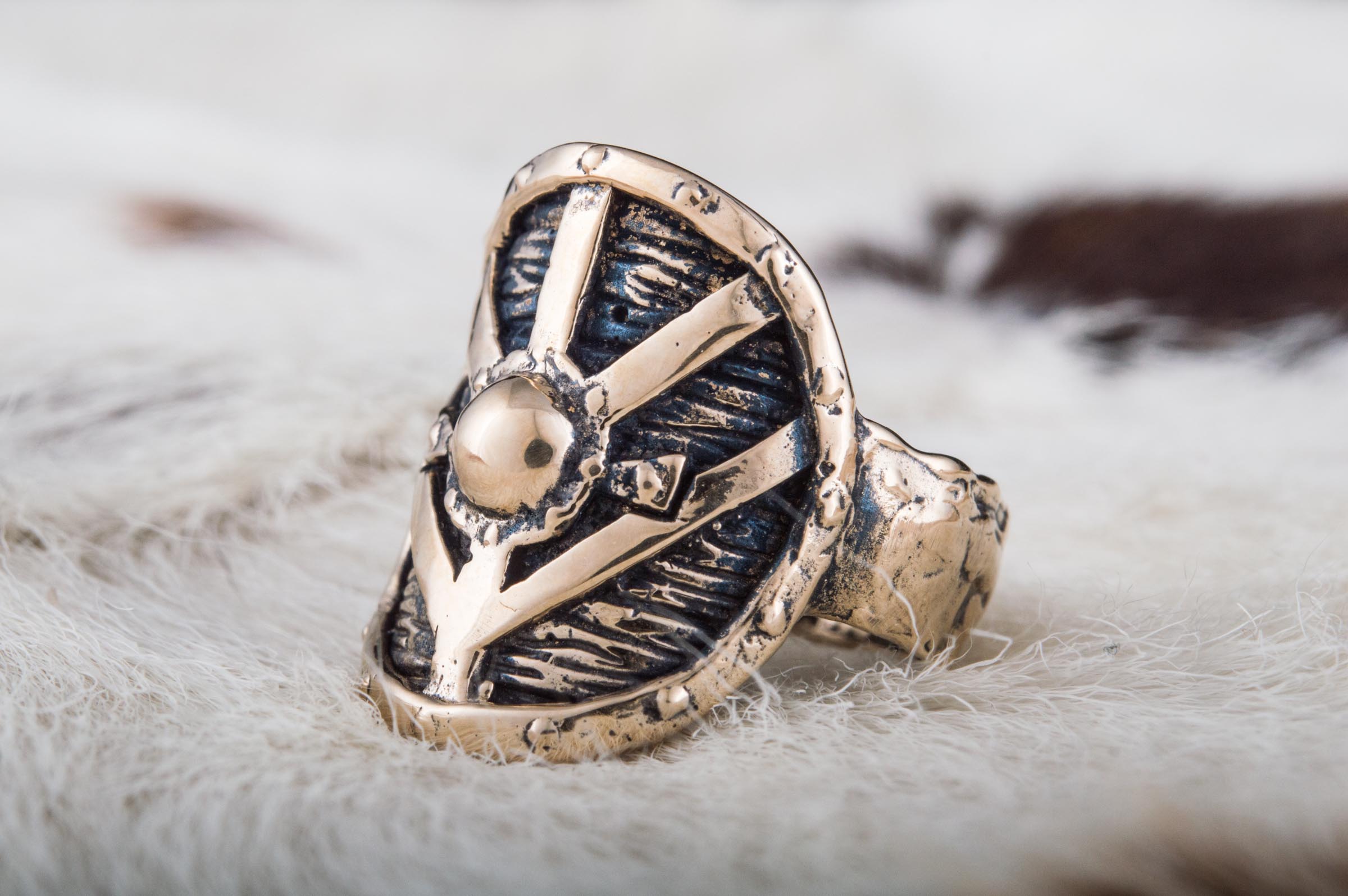 Lagertha's Shield Ring Bronze Viking Jewelry - vikingworkshop