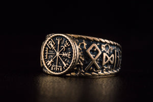 Vegvisir Symbol Hail Odin Runes Broneze Norse Jewelry - vikingworkshop