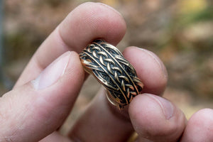 Unique Ring with Viking Ornament Scandinavian Bronze Jewelry - vikingworkshop