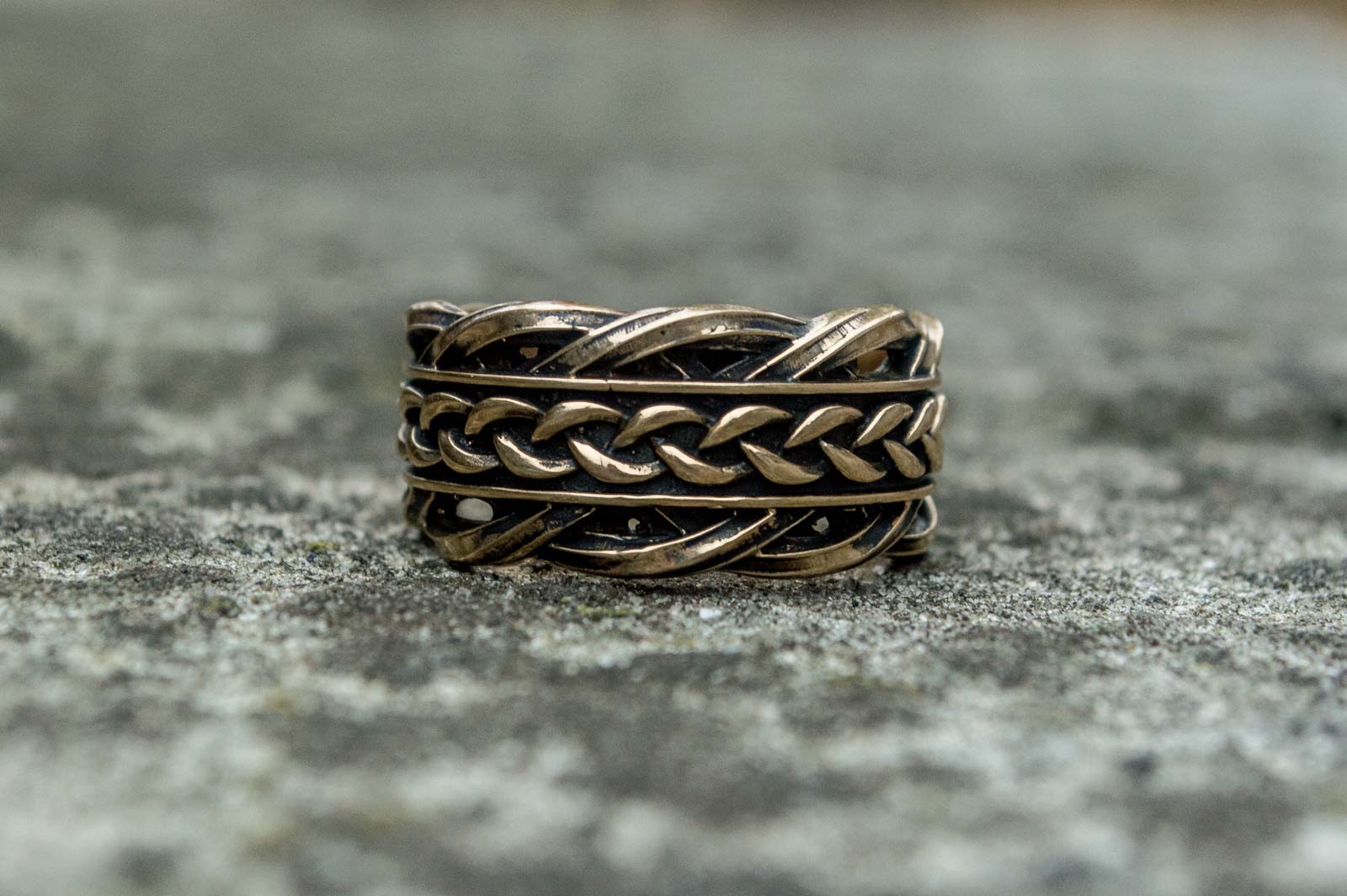 Unique Ring with Viking Ornament Scandinavian Bronze Jewelry - vikingworkshop