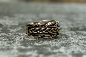 Unique Ring with Viking Ornament Scandinavian Bronze Jewelry - vikingworkshop