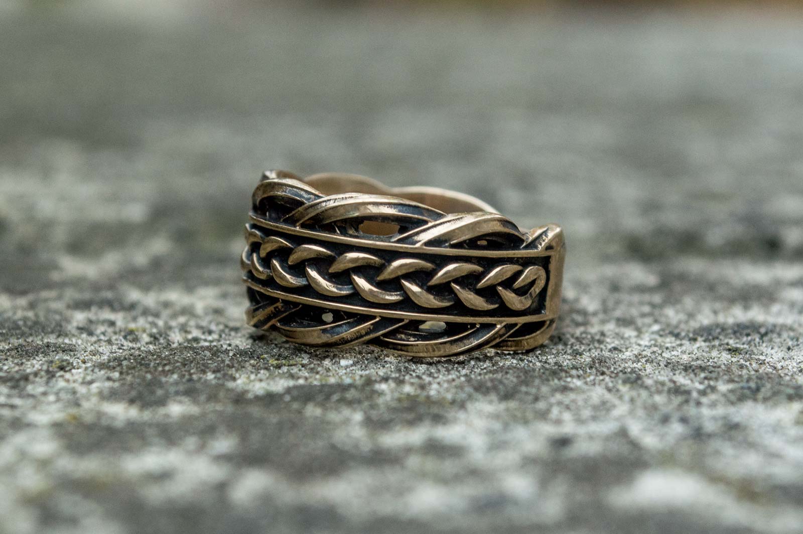 Unique Ring with Viking Ornament Scandinavian Bronze Jewelry - vikingworkshop