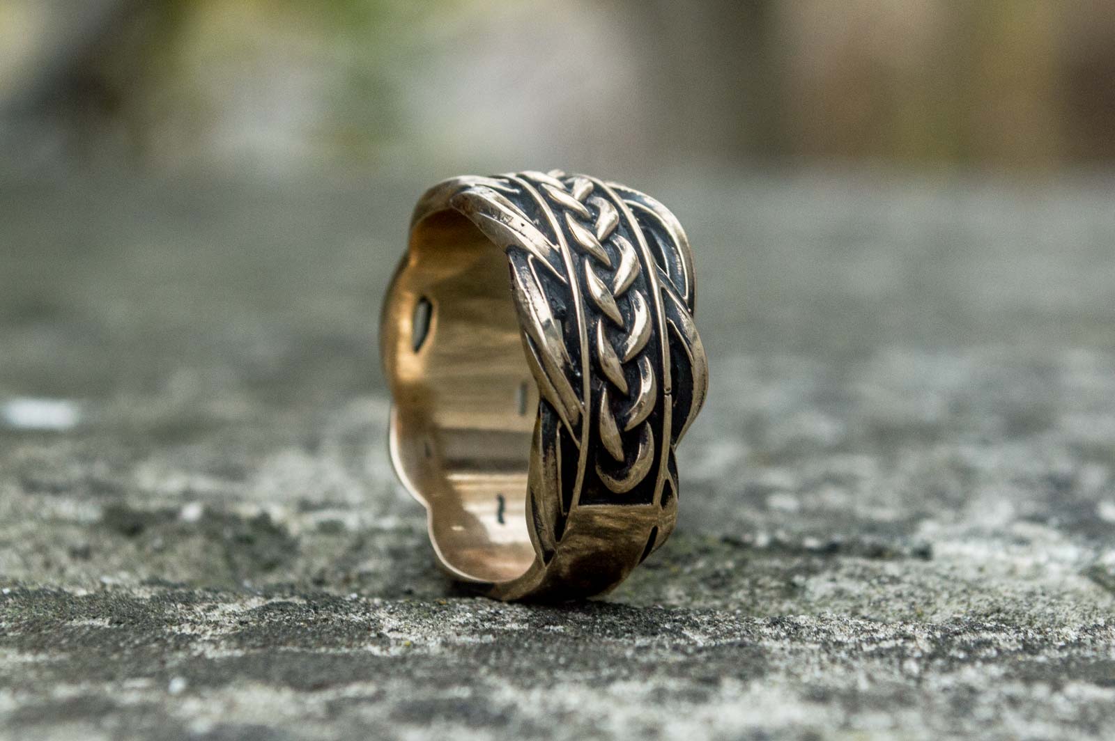 Unique Ring with Viking Ornament Scandinavian Bronze Jewelry - vikingworkshop