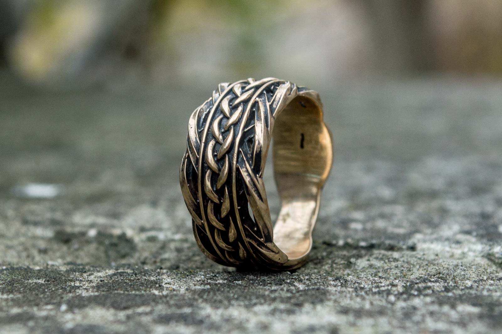 Unique Ring with Viking Ornament Scandinavian Bronze Jewelry - vikingworkshop