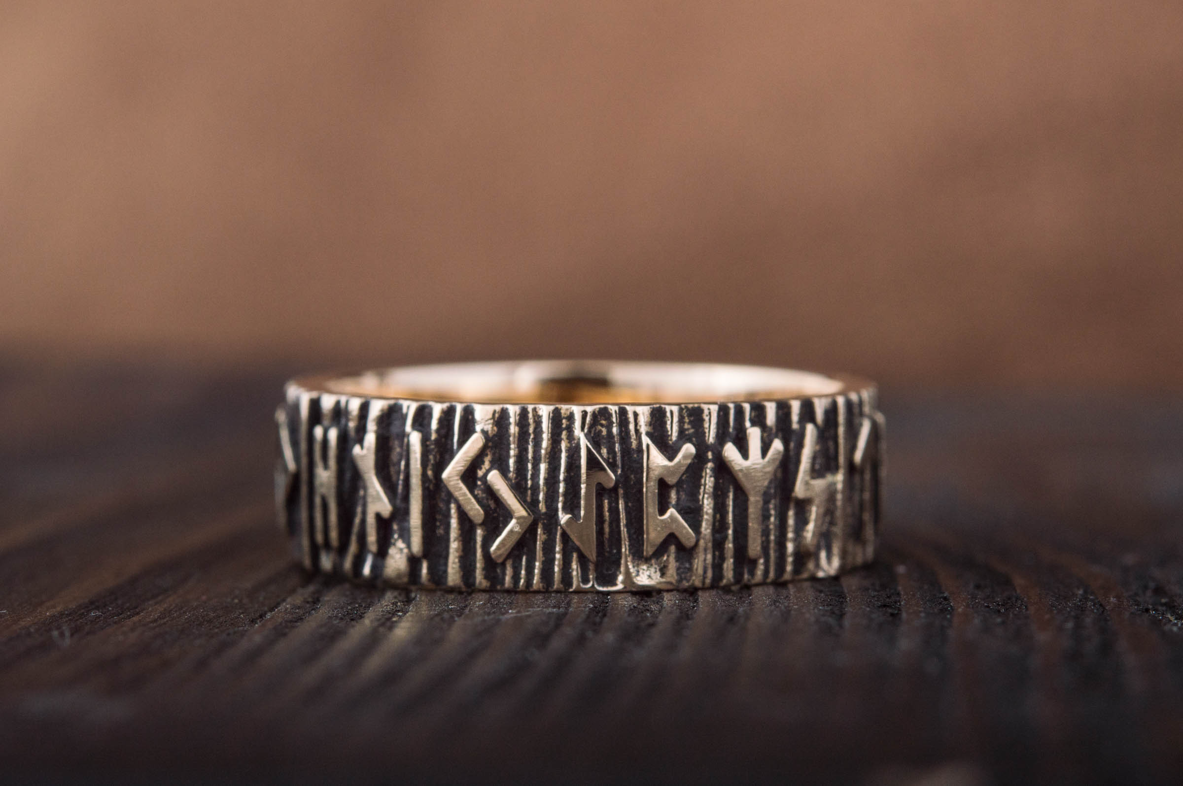 Elder Futhark Runes Ring Bronze Viking Jewelry - vikingworkshop