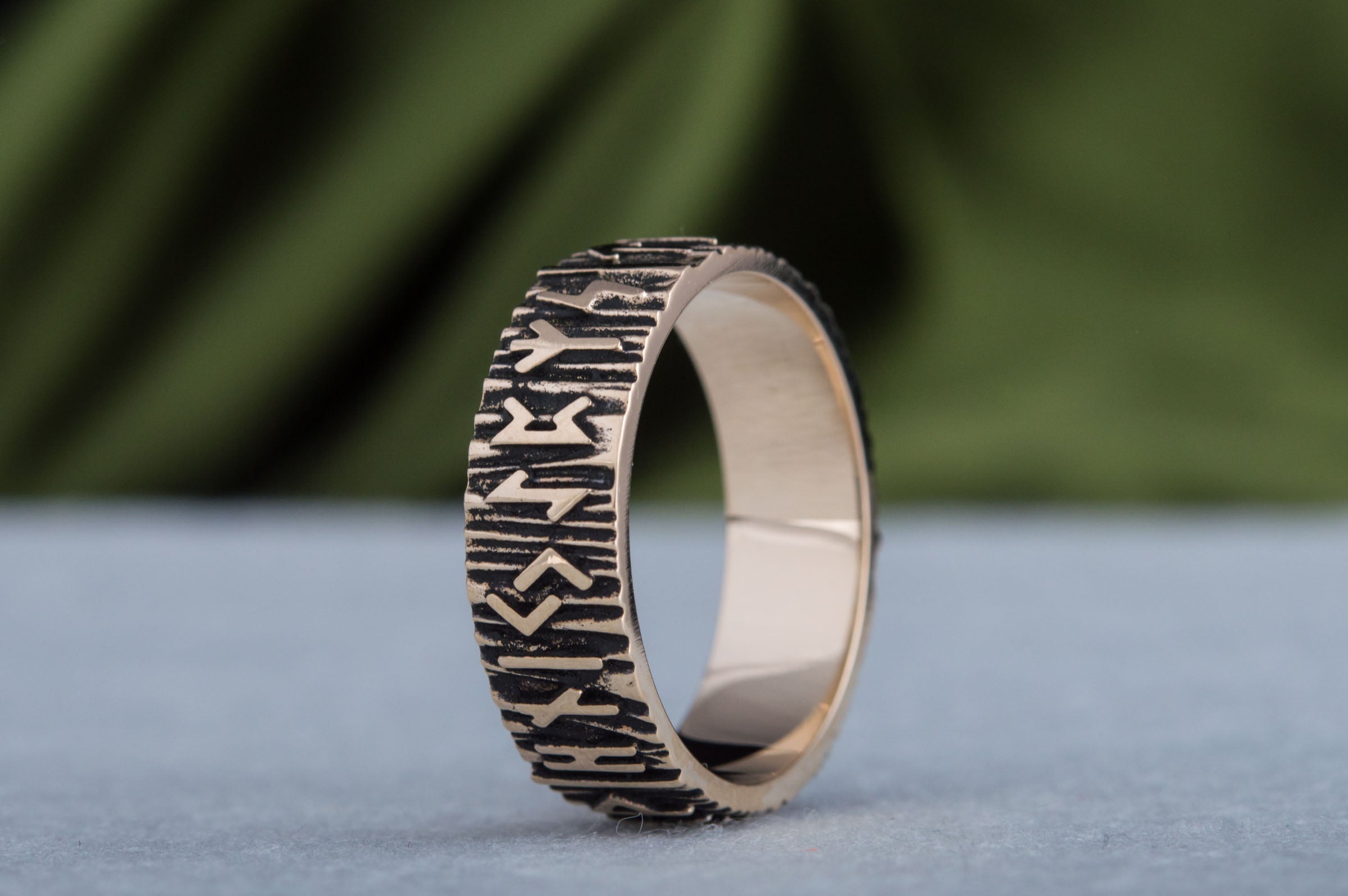 Elder Futhark Runes Ring Bronze Viking Jewelry - vikingworkshop