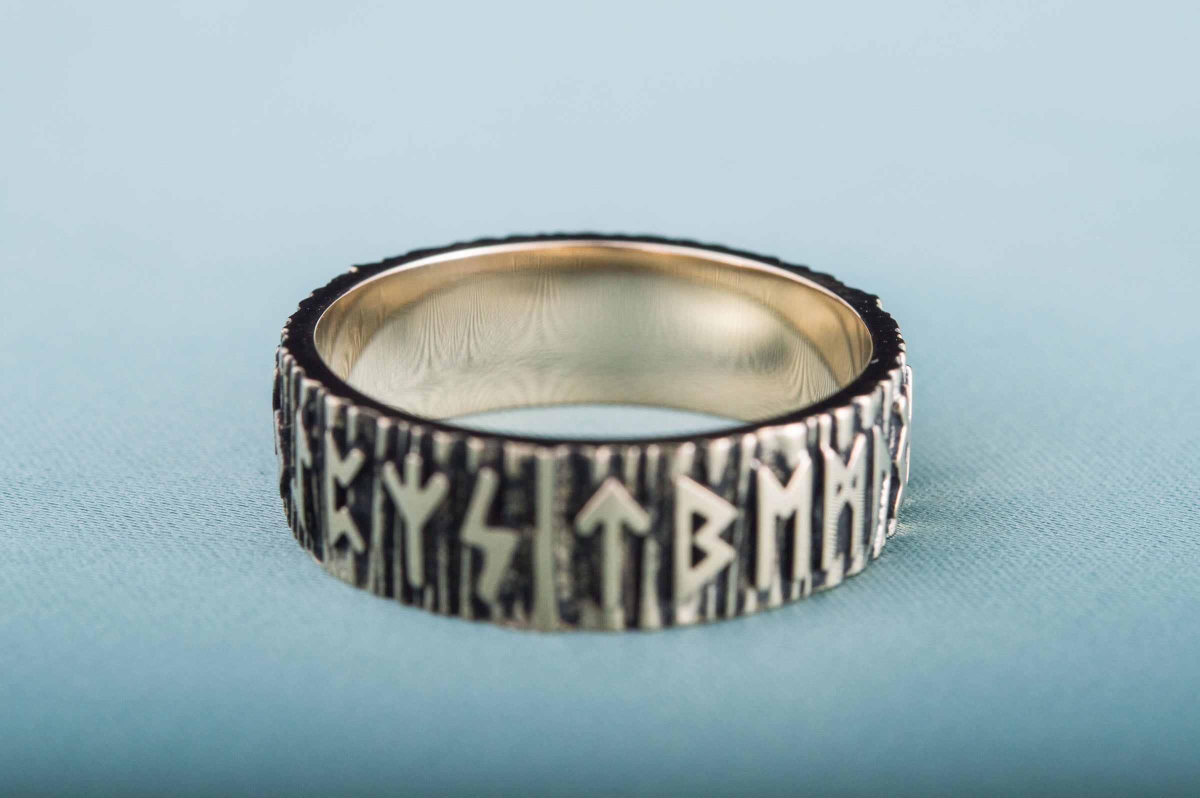 Elder Futhark Runes Ring Bronze Viking Jewelry - vikingworkshop