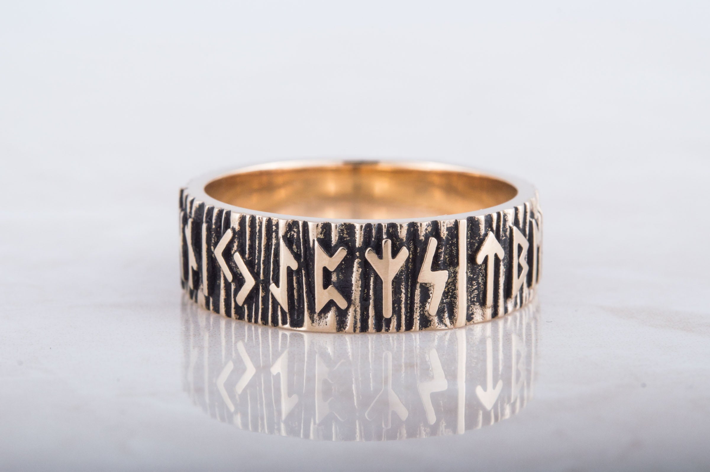 Elder Futhark Runes Ring Bronze Viking Jewelry - vikingworkshop