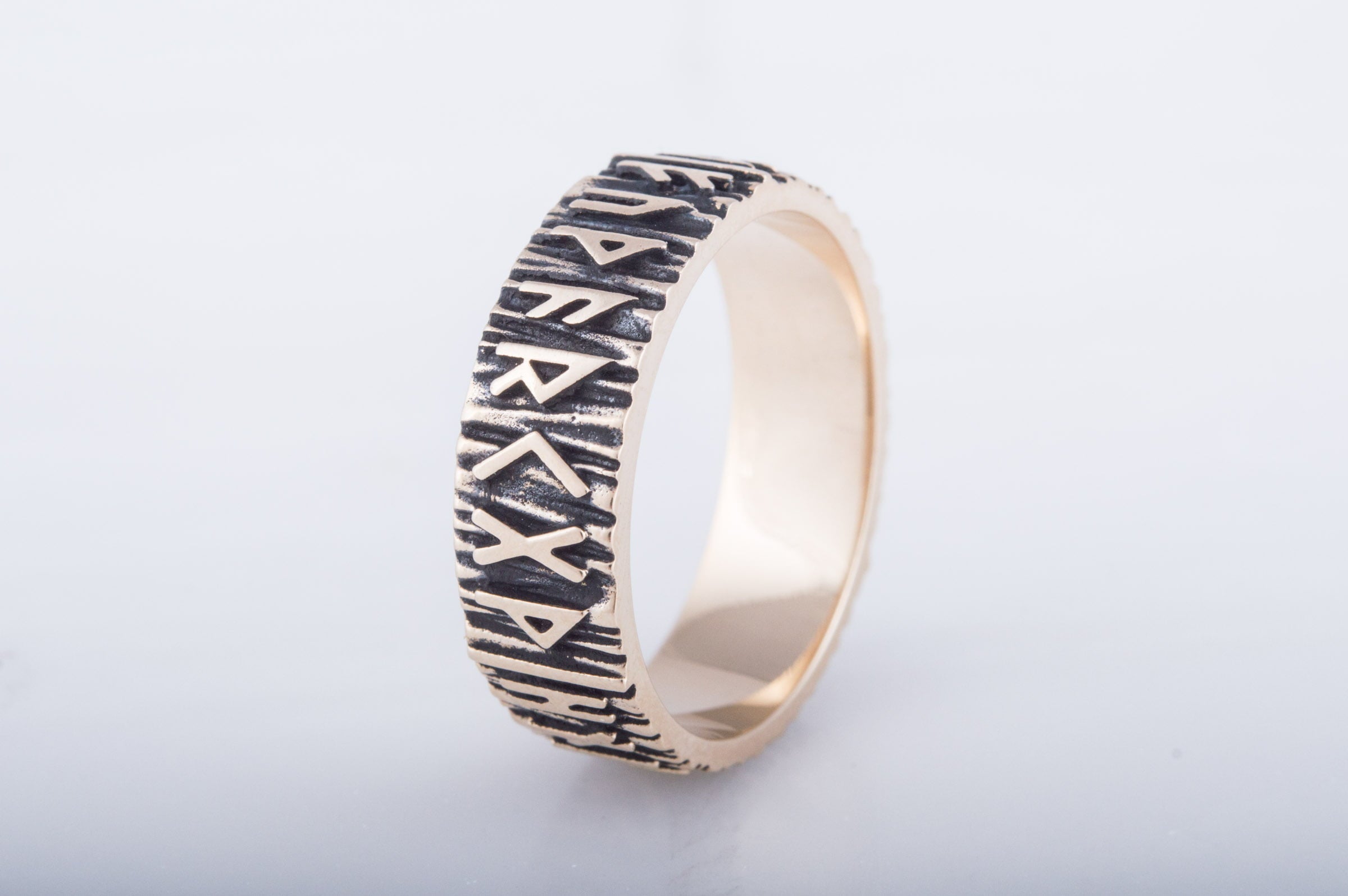 Elder Futhark Runes Ring Bronze Viking Jewelry - vikingworkshop