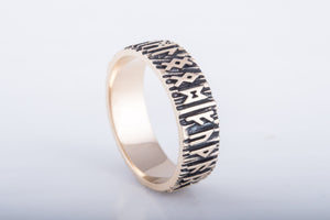 Elder Futhark Runes Ring Bronze Viking Jewelry - vikingworkshop