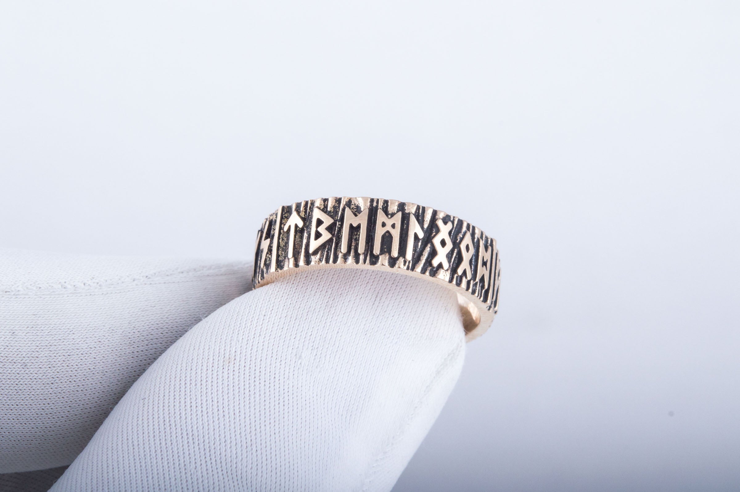 Elder Futhark Runes Ring Bronze Viking Jewelry - vikingworkshop