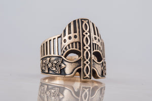 Viking Helmet with Norse Ornament Bronze Unique Ring - vikingworkshop