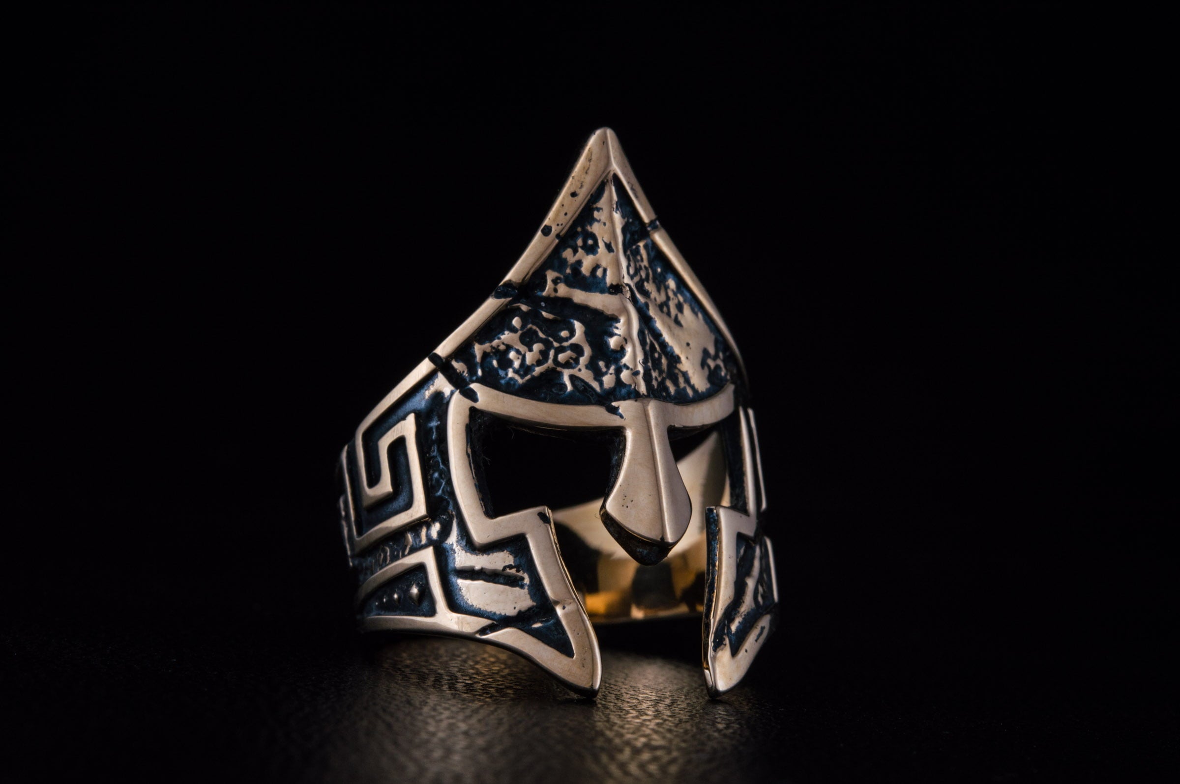 Spartan Helmet Ring Bronze Unique Handmade Jewelry - vikingworkshop