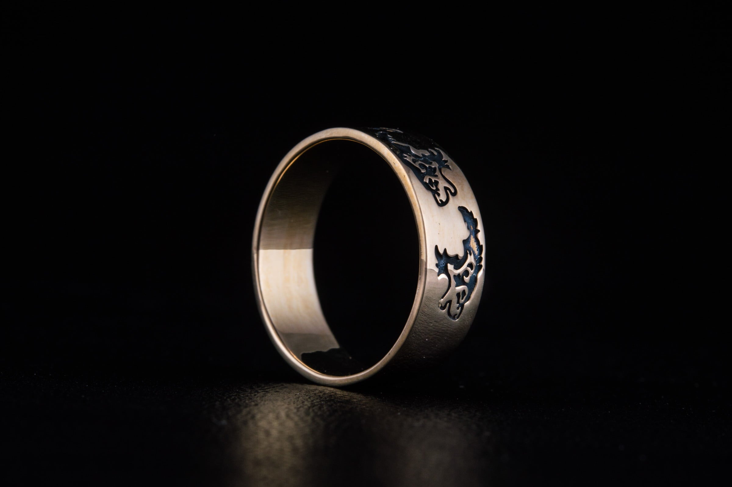 Ring with Wolf Ornament Handmade Bronze Norse Ring - vikingworkshop