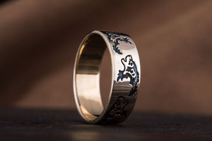 Ring with Wolf Ornament Handmade Bronze Norse Ring - vikingworkshop