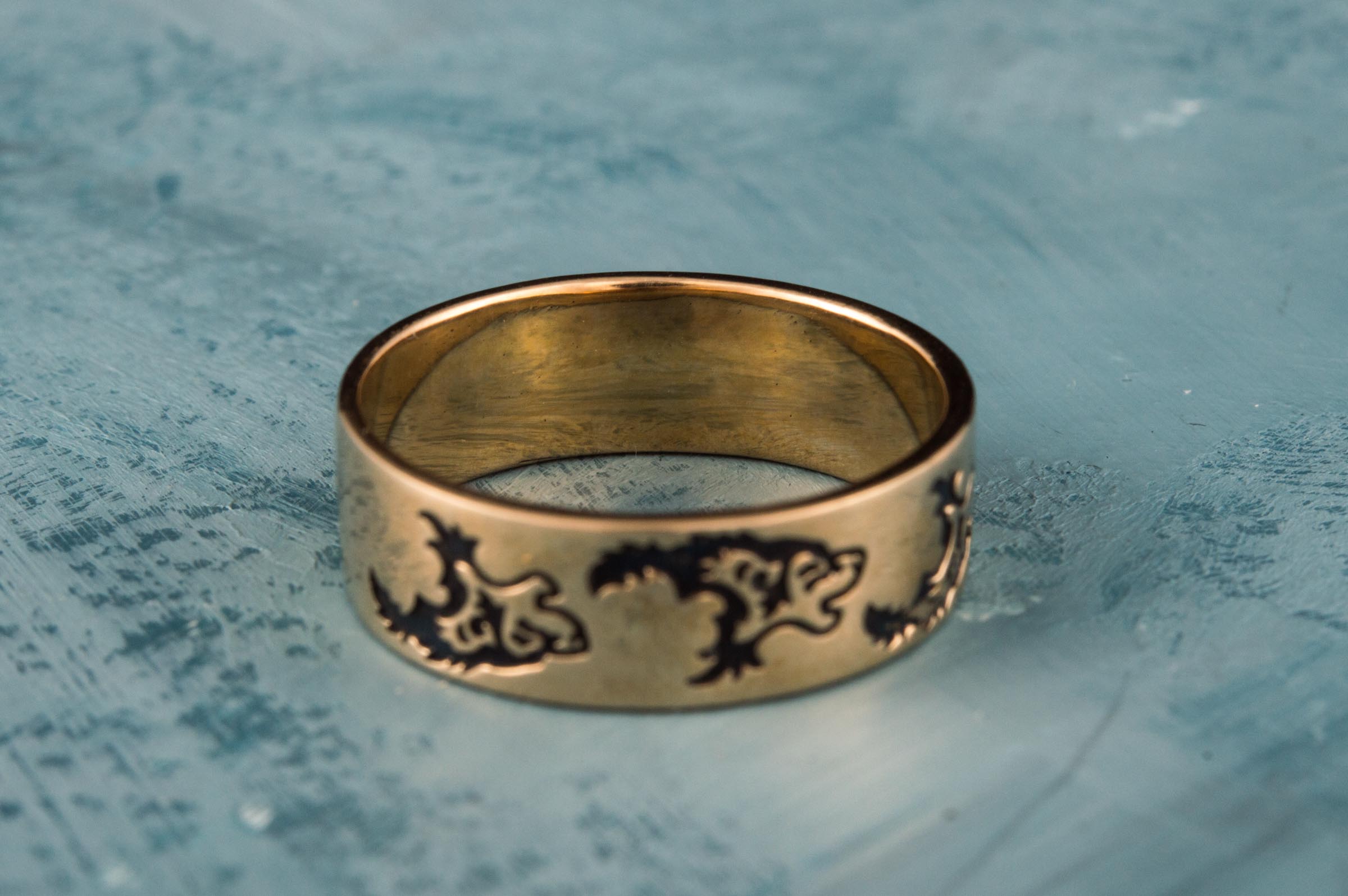 Ring with Wolf Ornament Handmade Bronze Norse Ring - vikingworkshop