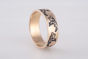 Ring with Wolf Ornament Handmade Bronze Norse Ring - vikingworkshop