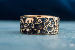 Ring with Jolly Roger Symbol Bronze Unique Jewelry - vikingworkshop