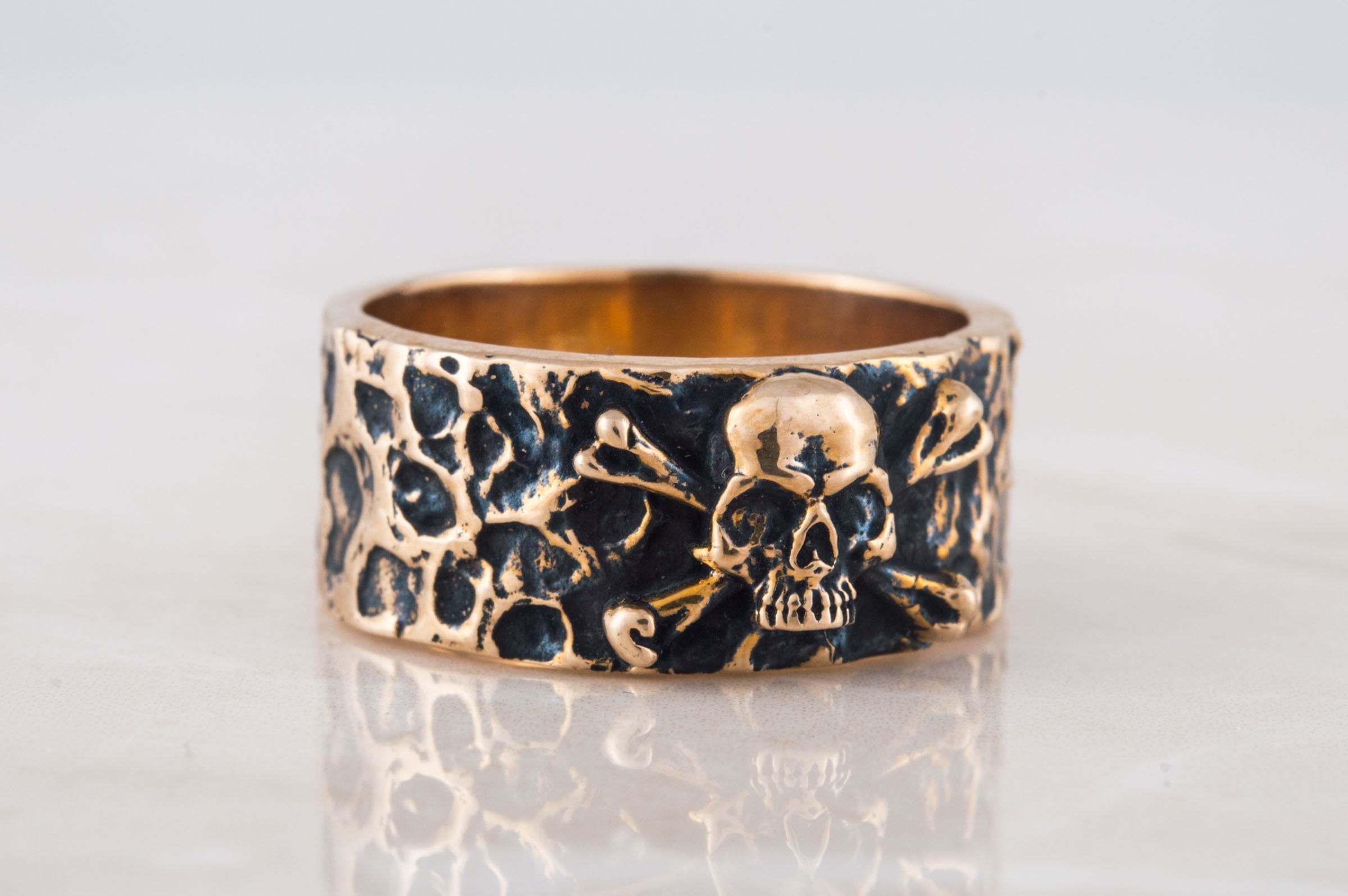 Ring with Jolly Roger Symbol Bronze Unique Jewelry - vikingworkshop