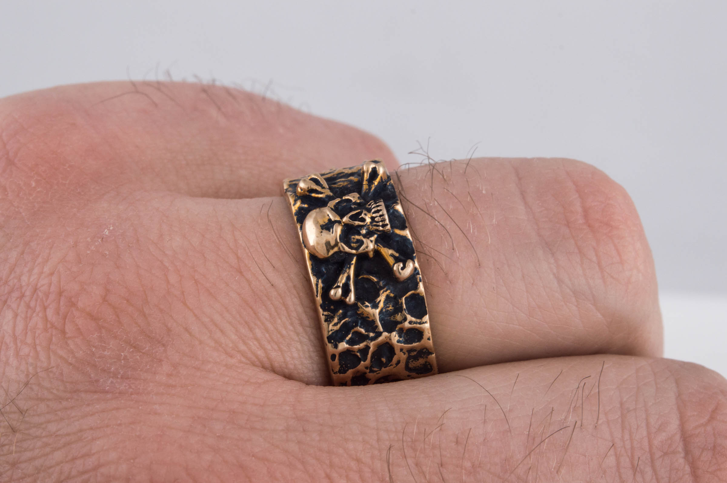 Ring with Jolly Roger Symbol Bronze Unique Jewelry - vikingworkshop