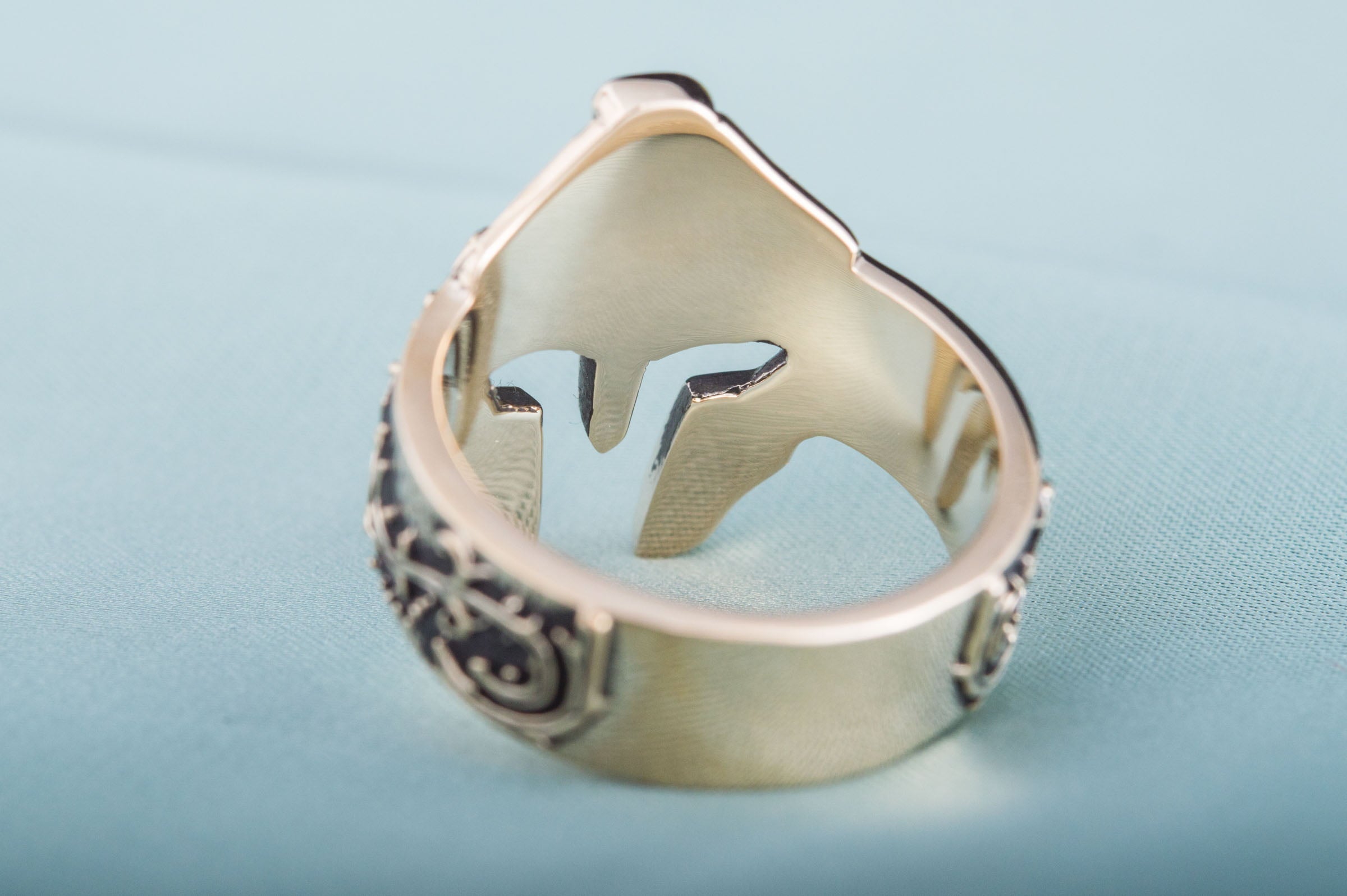 Spartan Helmet Ring Bronze Handcrafted Jewelry - vikingworkshop