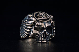 Odin Ring with Valknut Symbol Ring Bronze Unique Handmade Jewelry - vikingworkshop