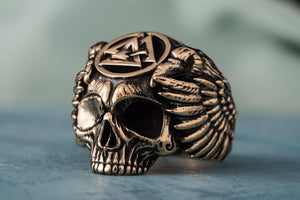 Odin Ring with Valknut Symbol Ring Bronze Unique Handmade Jewelry - vikingworkshop